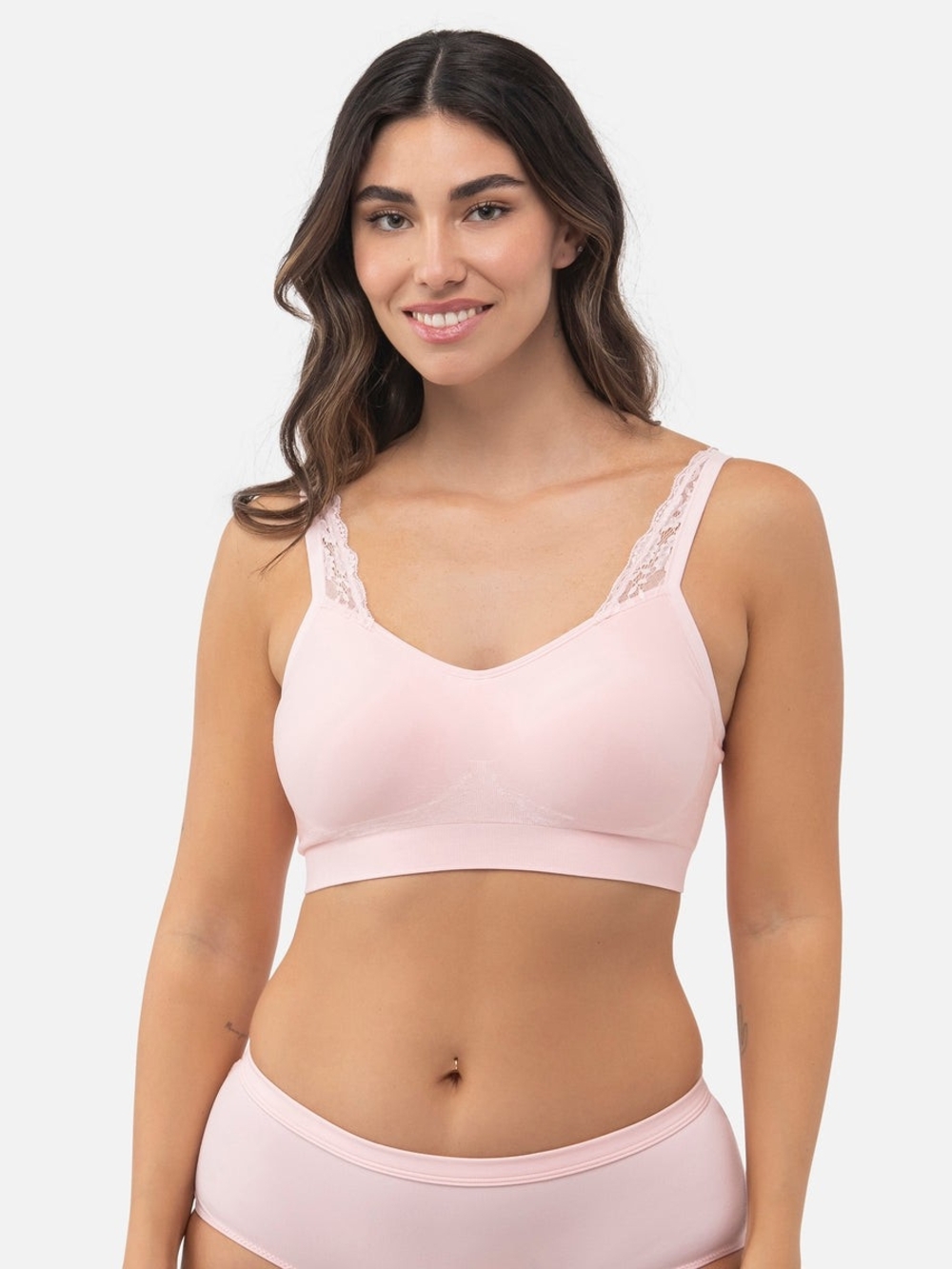 UNDEROUTFIT-The Comfort Bra With Lace Adjustable Straps-445-Pink